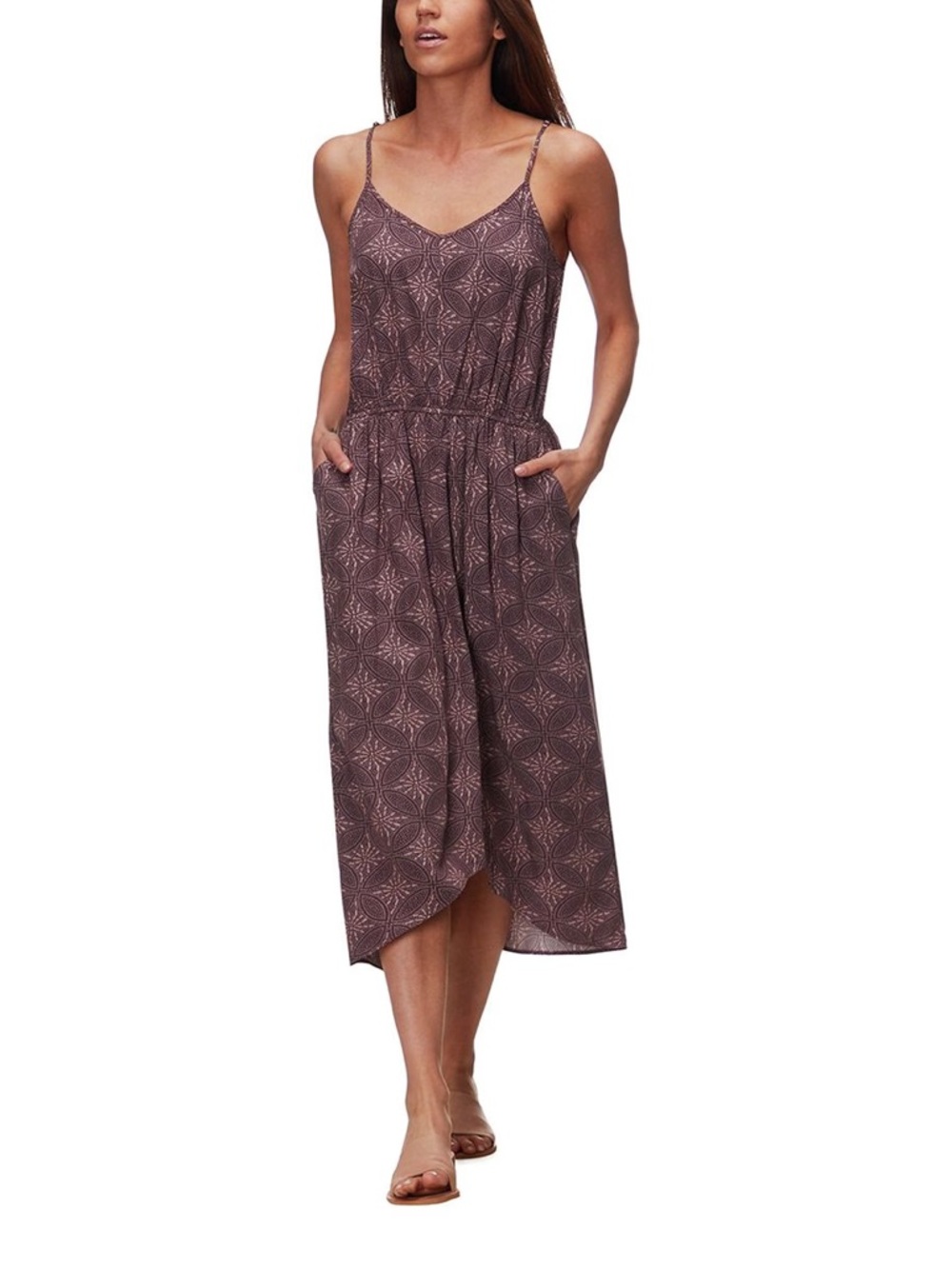 Carve Designs Abstract Print Spaghetti Strap Grayson Midi Dress Small